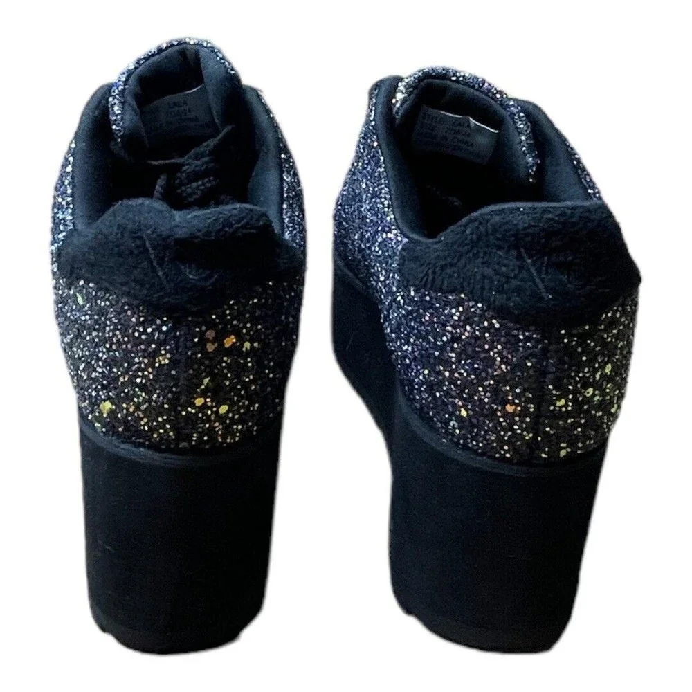 N.Y.L.A. Black Glitter Platform Sneakers - Picture 5 of 9